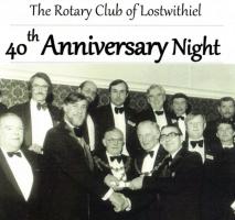 A sumptuous dinner was held in the Fowey Valley Hotel on 9th February 2019 to celebrate the Rotary Club of Lostwithiel's 40th Anniversary since the club was formed and formally awarded its Rotary International Charter in 1979